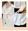 Long Sleeve Black White Blouse Tops Blouse Women Blusas Mujer De Moda 2023 V-neck Chiffon Blouse Shirt Blouses Femme Blusas E447.