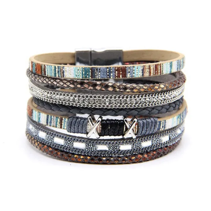 Boho%20Ethnic%20Style%20Magnetic%20Buckle%20Clasp%20Handmade%20Braided%20PU%20Leather%20Wrap%20Bracelet%20Jewelry%20For%20Women%20-%20Image%204