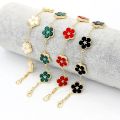CARLIDANA Luxury Design Five Leaf Flower Bracelet Wholesale Vacuum Gold Plated Fashion Colorful Flower Jewelry for Women Party.
