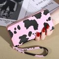 Cow Print Long Wallet, Women's Cute Versatile Faux Leather Zipper Wallet. 