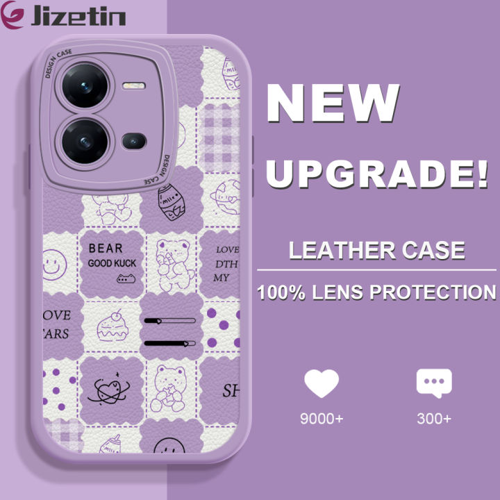 Jizetin%20for%20Vivo%20V25%205G%20/%20V25E%20Back%20Cover%20Bear%20Daily%20Activity%20Lambskin%20Texture%20PU%20Leather%20Back%20For%20Girls%20Boys%20Soft%20Phone%20Case%20-%20Image%202