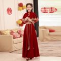 Chinese Toast Gown Winter Bride2023New Red Simple Style Xiuhe Engagement Dress Women. 