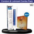 Condom & Lubricant Combo Pack - Tiger Ultra Thin Condom Orange Flavor Single Pack & J&J KY Jelly Personal Lubricant 50gm Pack.