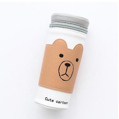 【DIV MALL】Fruit Holder Cute Bear Emotion  Cartoon Pencil Bag Kawaii Stationery Zipper Pencil Case Cup Shape Pen Pouch Gift TT