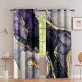 2panels Nordic Golden Leaf Marble Digital Printing Curtain Grommet Top Curtain Living Room Bedroom Kitchen Office Home Decor. 