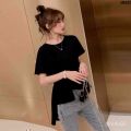 Solid Color round Neck T Regular Women's Summer Wear New Clothes Bottoming Design T-shirt Top Scheming Half Sleeve 2024 All-Matching 々.
