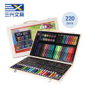 220 Pcs set Wooden Box Art and Draw set.
