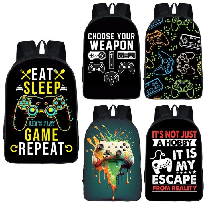 Funny Choose Your Gamer Print Backpack Children Boys Girl Video Game Fan Schoolbags Outdoor Travel Laptop Sports Rucksack