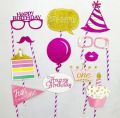 Happy Birthday Glitter Photo Props -Full Pack Set/party pops. 