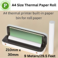 1 Roll A4 White Blank Thermal Printing Paper Roll 210mm x 30mm(8.3*12in) For Brother PAR411,, Peri Page A4 Portable Printer, Wireless Thermal Printer 210mm Photo Thermal Printer USB & BT with  Long Lasting for 10 Years. 