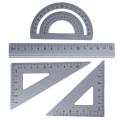 4pcs Aluminum Alloy Straightedge Triangle Protractor Examination Teacher Math Geometry For School Measuring Tools Ruler Set. 