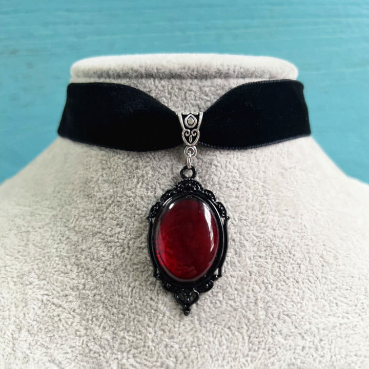 Gothic Vampire Cameo Pendant Choker Velvet Necklace For Women Fashion ...