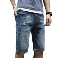 Lee Tpab cotton elastic washed denim shorts, men's quarter length jeans, youth summer casual pants trend.