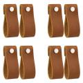 Leather Drawer Pulls 8 Pcs Leather Dresser Knobs Handmade Pure Leather Handles for Cabinet Doors and Drawers (Brown).