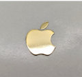 Apple Logo Gold Metal Glossy Shine. 