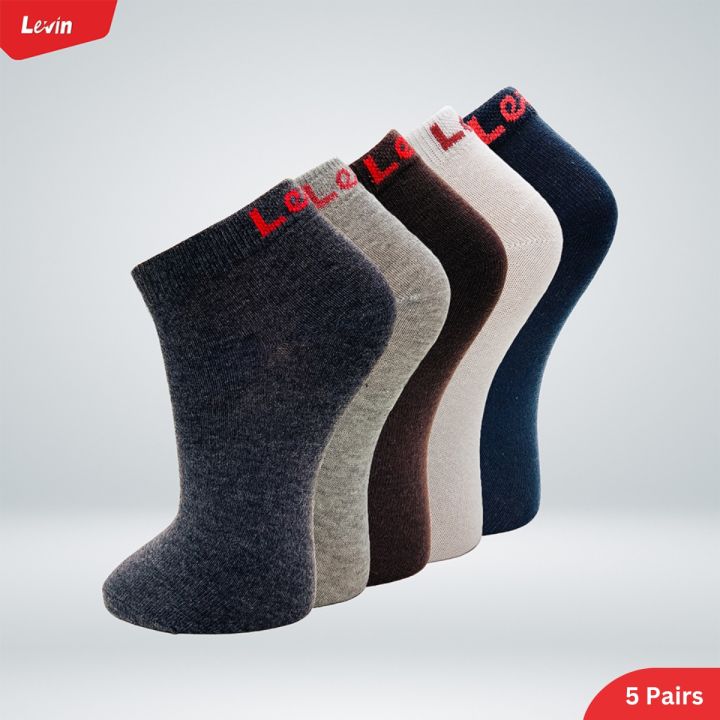Levin Premium Quality 5 Pairs Low Cut Sports Casual Socks Ankle Moja For Men