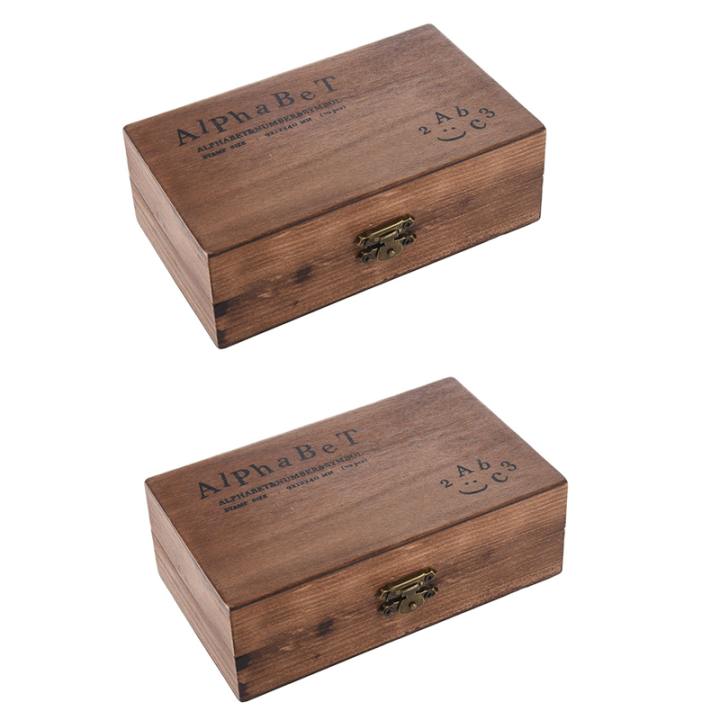 Pack of 140Pcs Rubber Stamps Set Vintage Wooden Box Case Alphabet Letters Number Craft (No Ink Pad Included)