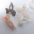 5.2inch Simple and Versatile Hollow Streamer Bow Ties Oil Dripping Plastic Hair Claw Clip Hairpin Hair Accessories for Women. 