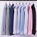 New Men's Classic Long Sleeve striped Basic Dress Shirts Single Patch Pocket Formal Business Standard-fit Office Social Shirt.
