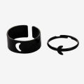 Love King And Queen Couple Ring Set In  Hart Black -  Ring For Girls. 