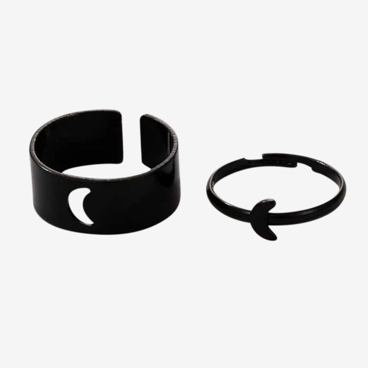 Love King And Queen Couple Ring Set In  Hart Black -  Ring For Girls