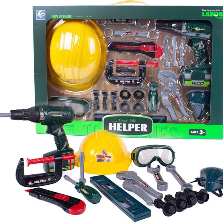 Kids Handyman Tools Toy Set, 52 PCS Mechanic Pretend Play Construction Playset with Hard Hat, Nuts, Bolts - Realistic Plastic Toddler Children Accessories for Workbench