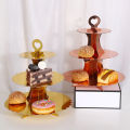 Three-Tiered Lace Paper Cake Stand Birthday Party Supplies Dessert Table Cake Decoration Color Cupcake Plate Stand. 