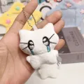 Kawaii Plush Cat Keychains Creative Embroidered Pendant School bag Keyrings Backpacks Decoration Gift For Friends.