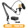 BM800  Professional Condenser Studio Record Microphone With Sound Card Live Microphone Package Phone & Computer. 