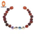 HAOHUPO Custom Name Amber Jewelry Baltic Amber Teething Bracelet Anklet with BABY'S NAME Unique Children Natural Jewelry Gift.