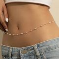 Pearl Waist Chain for Women Sequin Belly Jewelry for Beach or Party.