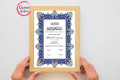 Premium Quality Nikah Nama Design with Glass Frame signature and fingerprint 13*9 inch. 