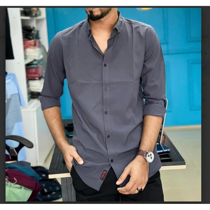 Trendy Men’s Ash Color Formal shirt for men - Microstich fabric
