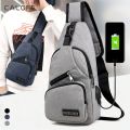 CALOFE Shoulder Bag Chest Bag for Men Waterproof USB Male Crossbody Bag Anti-Theft Short Travel Messenger Chest Sling Fashion Designer Chest Bag. 