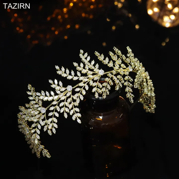 TAZIRN%20New%205A%20Cubic%20Zirconia%20Wedding%20Hairband%20for%20Bridal%20CZ%20Leaf%20Headband%20Birthday%20Party%20Sweet%2016%20Headpieces%20Jewelry%20Accessories%20-%20Image%204