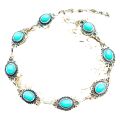 European and American cross-border jewelry Simple and versatile retro ethnic style anklets Fashionable metal alloy turquoise foot ornaments for women.