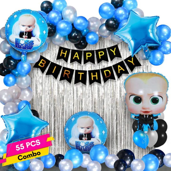 Boss Baby Theme Birthday Decoration Combo Pack – With Card Banner, Foil ...