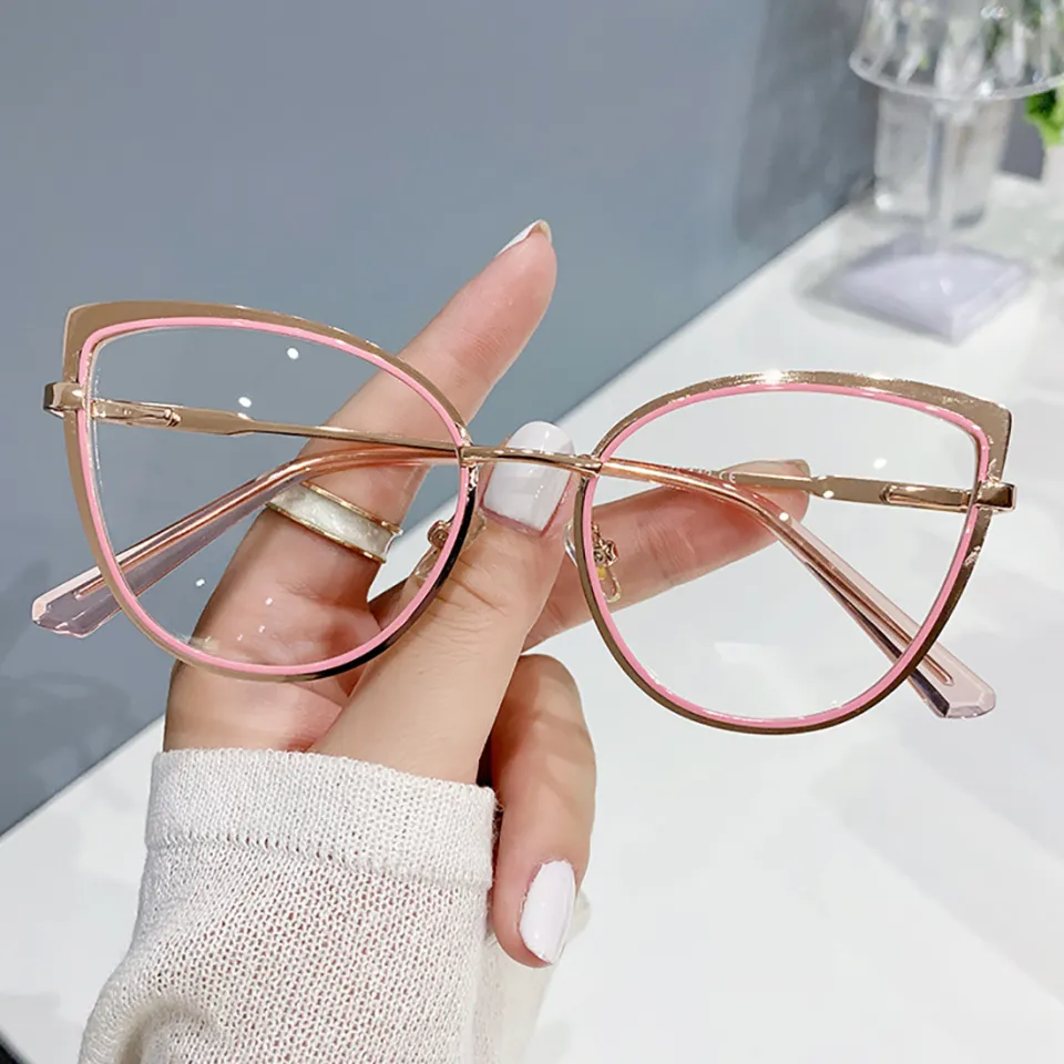 Retro Anti-Blue Light Women Cat Eye Eyeglasses Frame Brand Designer  Oversized Optical Glasses Frames Clear Glasses