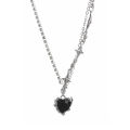 Purple Black Love Shape Pendant Necklace Heart Star Crystal Splice Chain For Women Girl Jewelry Accessories Gift 1Pcs.