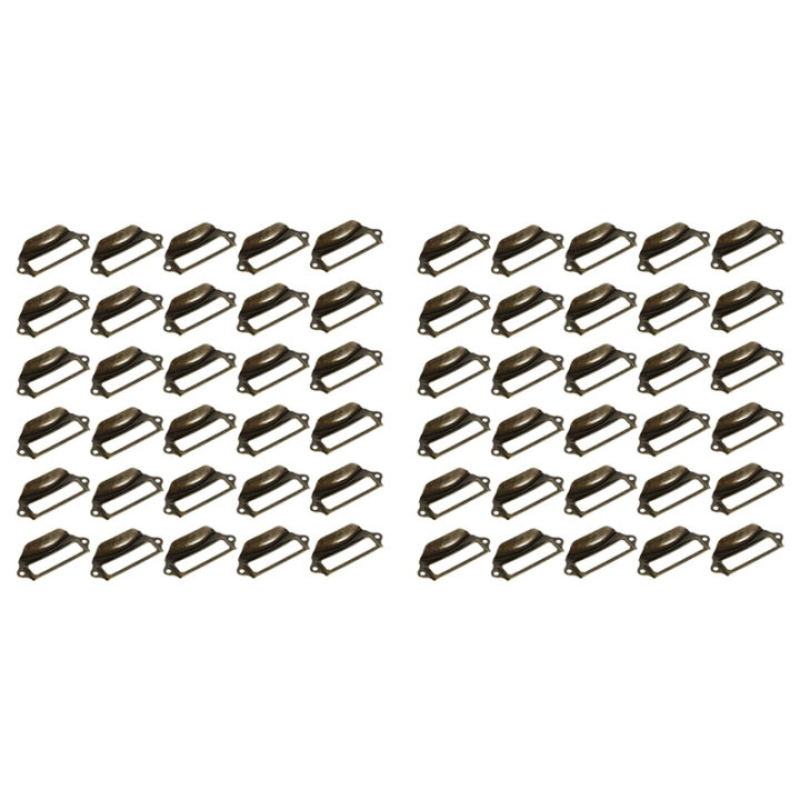 NAMUNY 60 Pieces 69X30mm Antique Bronze Card Holder Drawer Pull/Label Frames Card/Tag Pull/Cabinet Frame/File Name Card Holder