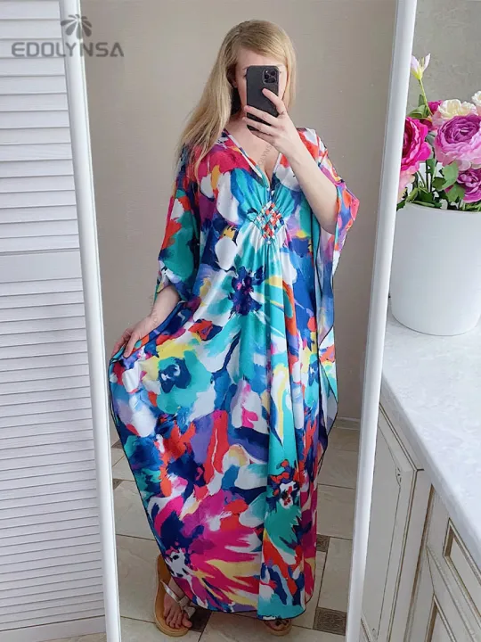 Deep%20V-neck%20Batwing%20Sleeve%20Red%20Printed%20Long%20Dresses%20Women%202024%20Summer%20Kaftan%20Beach%20Wear%20Bohemian%20Women%20Maxi%20Dress%20Q1289%20House%20Foocus%20-%20Image%206