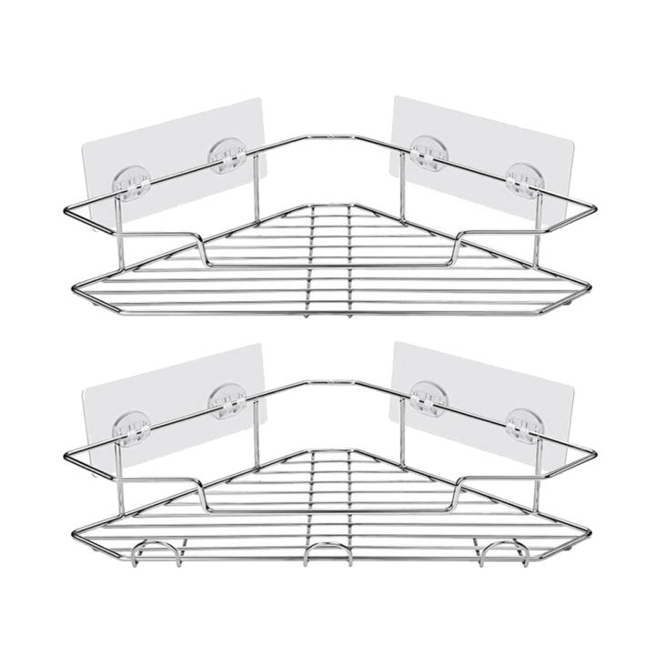 Shower Caddy Corner with Hooks, Organizer Wall Mounted 2 Pack