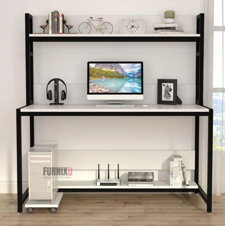 Home%20Office%20Desk%20with%20High%20Tower%20Shelf,%20Reversible%20Shelves%20Computer%20Table%20Workstation,%20No%20CPU%20Tray,%20Gaming%20&%20Study%20Drafting%20Table%20for%20Bedroom%20-%20Image%202
