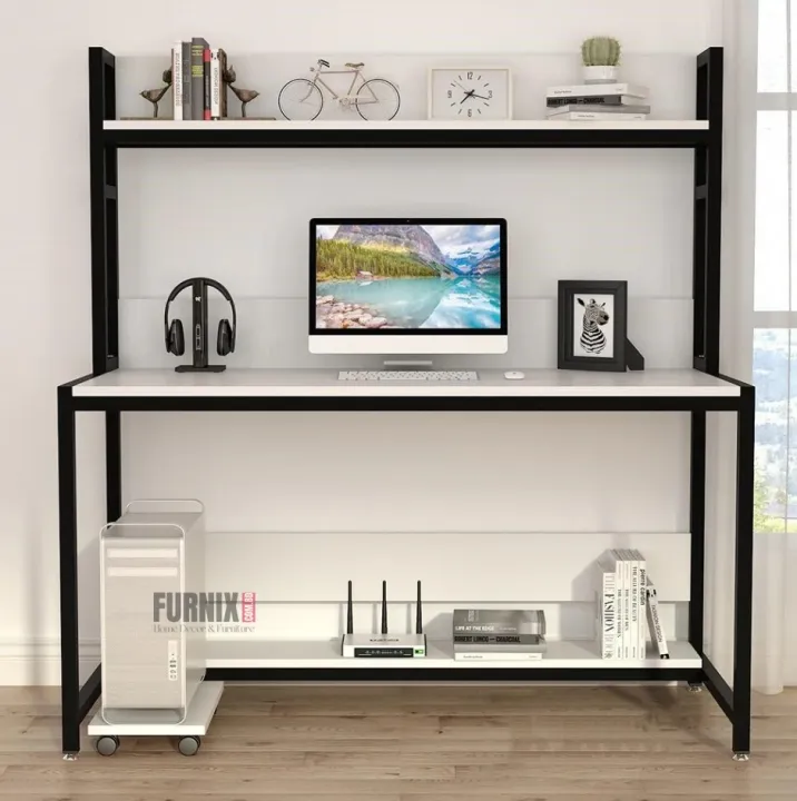 Home%20Office%20Desk%20with%20High%20Tower%20Shelf,%20Reversible%20Shelves%20Computer%20Table%20Workstation,%20No%20CPU%20Tray,%20Gaming%20&%20Study%20Drafting%20Table%20for%20Bedroom%20-%20Image%202