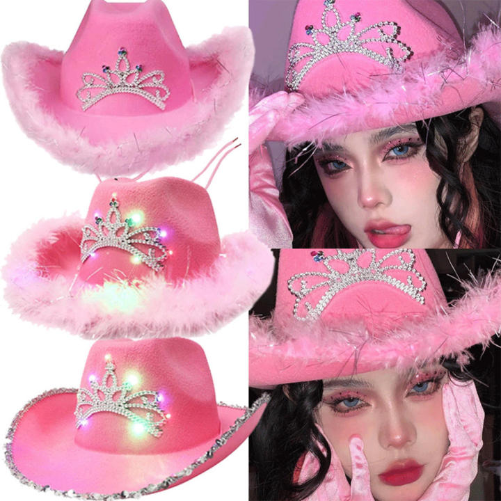 Pink%20West%20Cowgirl%20Hat%20for%20Women%20Girls%20Tiara%20Feather%20Felt%20Western%20Sequin%20Cowboy%20Cap%20Costume%20Party%20Dress%20Jazz%20Caps%20Cosplay%20Props%20-%20Image%202