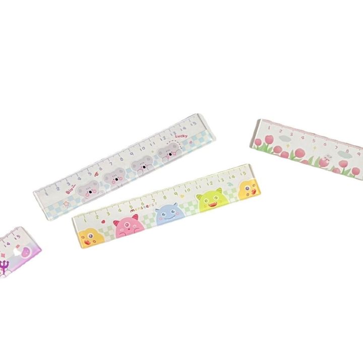 Convinient Ruler Dividing Ruler Acrylic 15cm Straight Ruler Cartoon Convenient Math ...