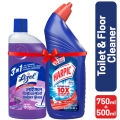 Harpic Lizol Double Protection- 750ml Toilet Cleaner & 500ml Lavender Surface Cleaner Combo. 