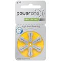 Battery 10 PowerOne p10 Zinc Air Hearing Aid Batteries (Yellow). 
