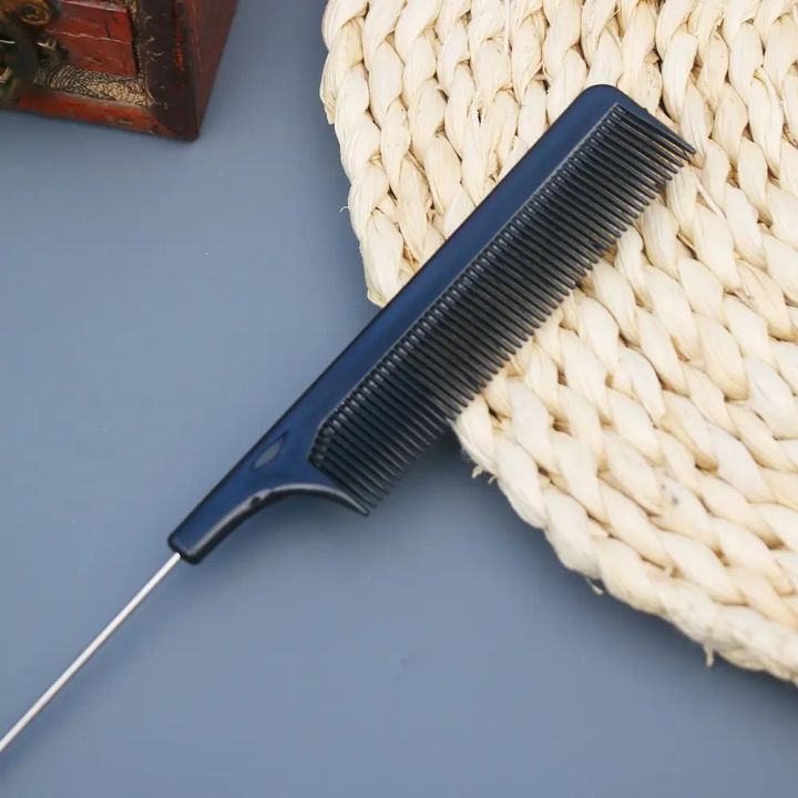 Highlighting%20Fine-tooth%20Metal%20Pin%20Hairdressing%20Hair%20Styling%20Rat%20Tail%20Comb%20Black%20Plastic%20Fine-tooth%20Hair%20Comb%20Beauty%20Tools%20New%20-%20Image%203
