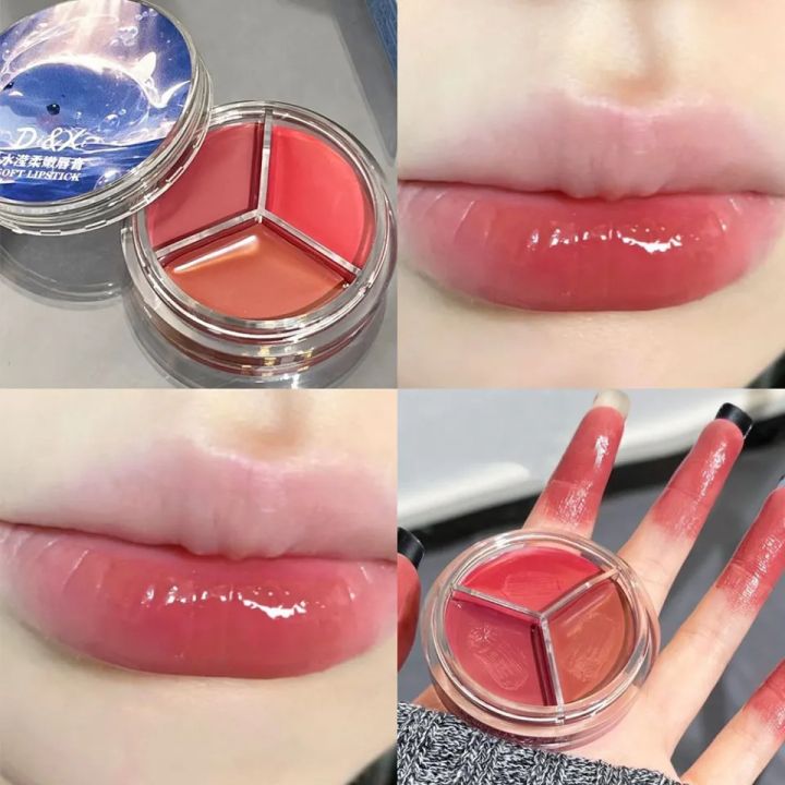 3 Colors Pigment Lipstick Long Lasting Non-stick Cup Moisturizing Lip Tint Lipgloss